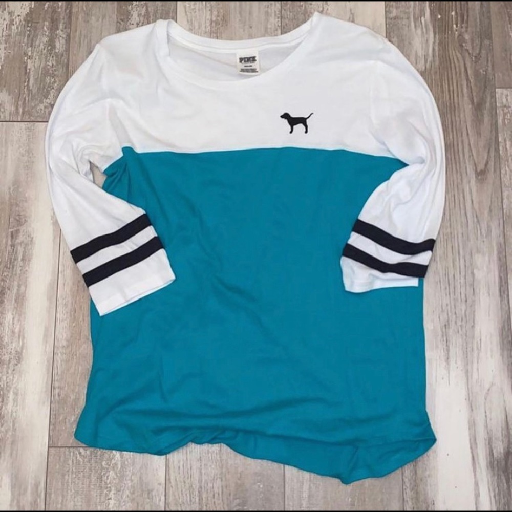 VS/Pink Teal and White 3/4 Sleeve
